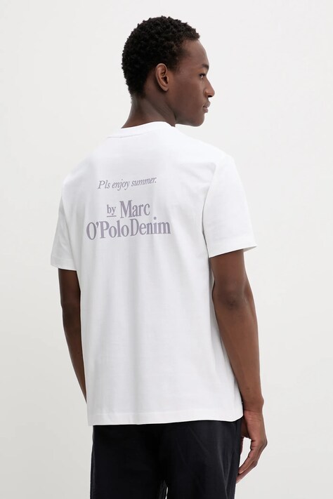 Marc O'Polo t-shirt bawełniany męski kolor beżowy z nadrukiem 5000006584