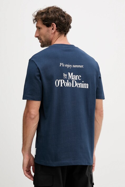 Marc O'Polo t-shirt bawełniany męski kolor granatowy z nadrukiem 5000006584