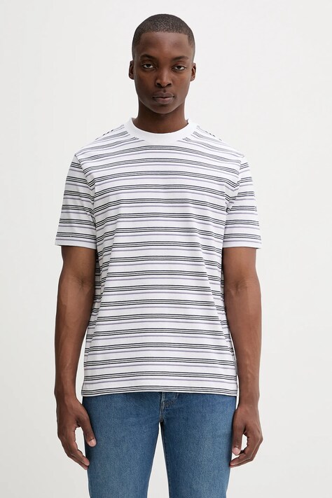Marc O'Polo t-shirt bawełniany męski kolor biały wzorzysty 5000006592