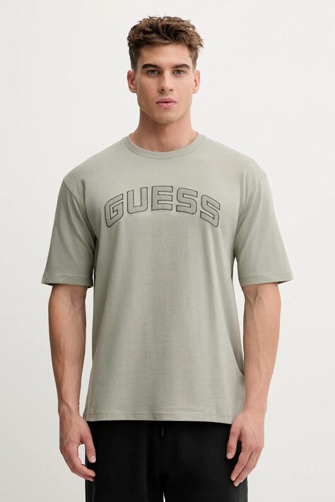 Guess t-shirt bawełniany SHINGO męski kolor zielony gładki Z5BI14 I3Z14