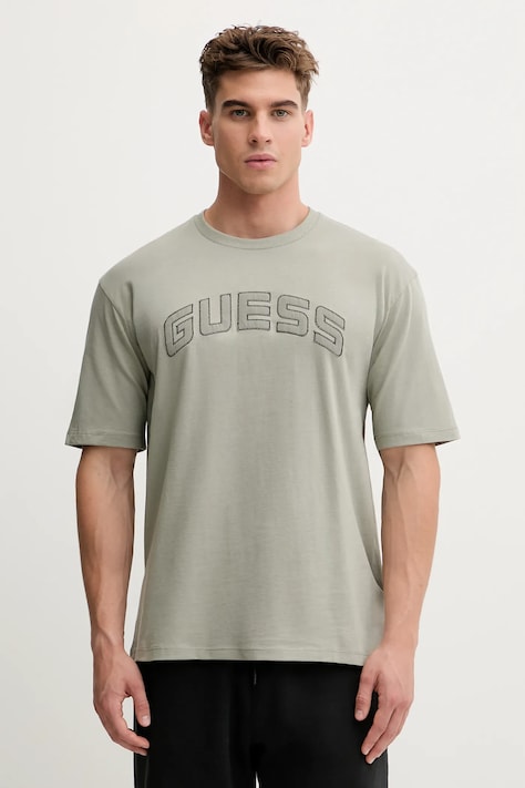 Guess t-shirt bawełniany SHINGO męski kolor zielony gładki Z5BI14 I3Z14