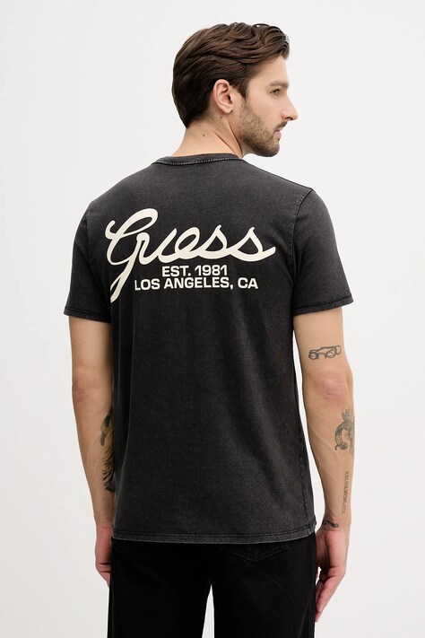 Guess t-shirt bawełniany męski kolor szary z nadrukiem M5BI70 I3Z14