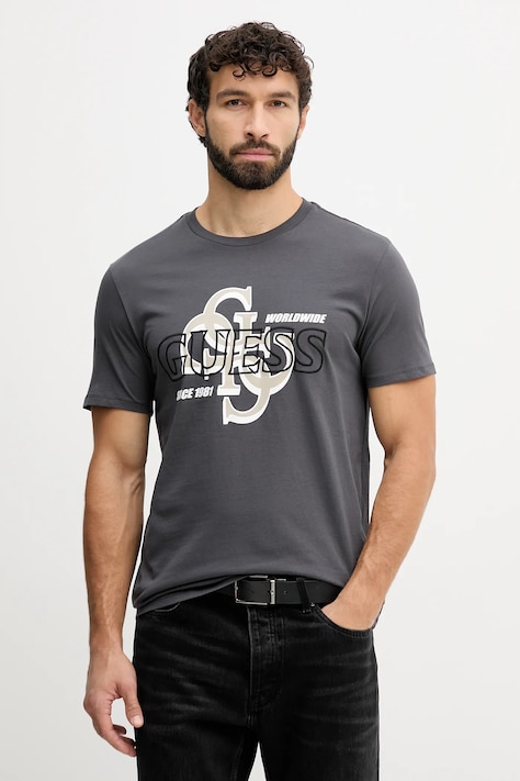 Бавовняна футболка Guess колір сірий з принтом M5BI72 I3Z14