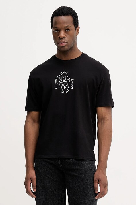 Guess t-shirt bawełniany męski kolor czarny z nadrukiem M5BI76 I3Z14