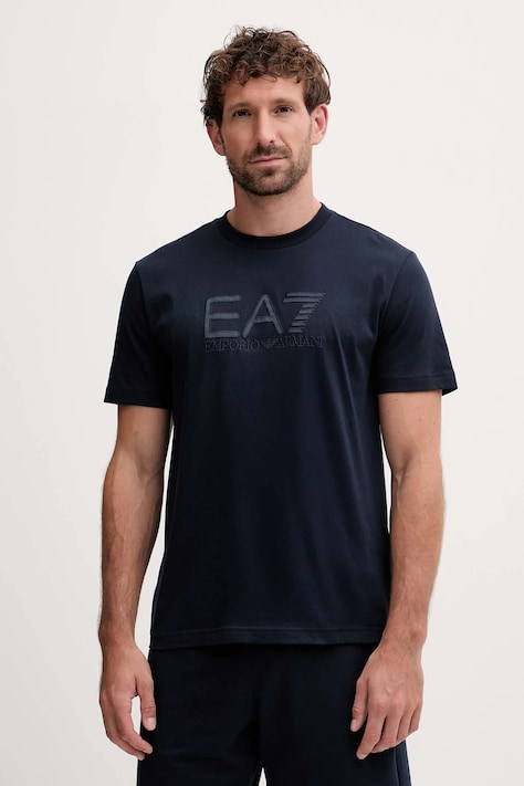EA7 Emporio Armani t-shirt bawełniany męski kolor fioletowy z aplikacją AF10375-7M000898