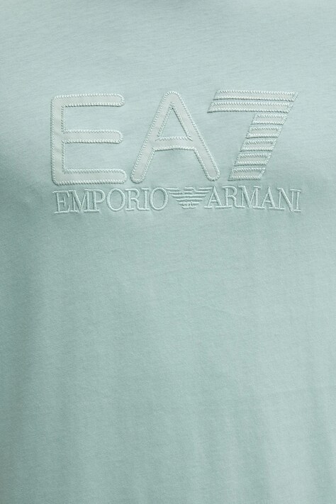 Бавовняна футболка EA7 Emporio Armani — AW25-TSM0EW, бірюзовий — фото 5