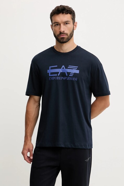 EA7 Emporio Armani t-shirt bawełniany męski kolor fioletowy z nadrukiem AF10375-7M001129
