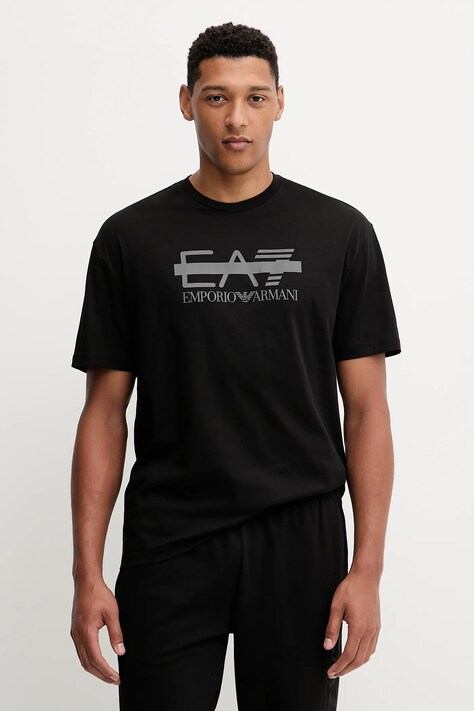EA7 Emporio Armani t-shirt bawełniany męski kolor czarny z nadrukiem AF10375-7M001129