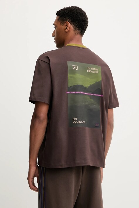 EA7 Emporio Armani t-shirt bawełniany męski kolor brązowy z nadrukiem AF12957.7X000154