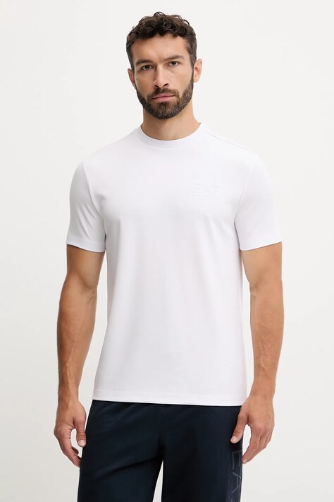 EA7 Emporio Armani t-shirt męski kolor biały gładki AF13862.7M000756