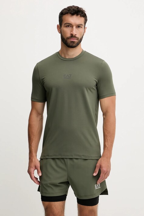 EA7 Emporio Armani t-shirt treningowy męski kolor zielony gładki AF17770.7M000635