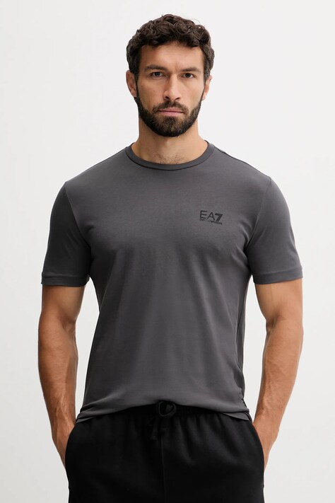 EA7 Emporio Armani t-shirt bawełniany męski kolor szary z nadrukiem PJVPZ.8NPT25