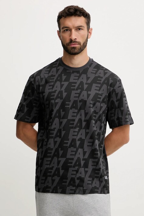 EA7 Emporio Armani t-shirt bawełniany męski kolor szary wzorzysty AF10378.7M000980