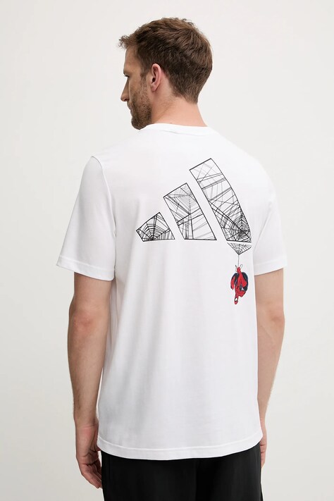Βαμβακερό μπλουζάκι adidas Spiderman T-S ανδρικό, χρώμα: άσπρο, JL8056