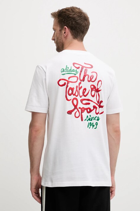 Βαμβακερό μπλουζάκι adidas Food Sauce Graphic Tee ανδρικό, χρώμα: άσπρο, JM6464