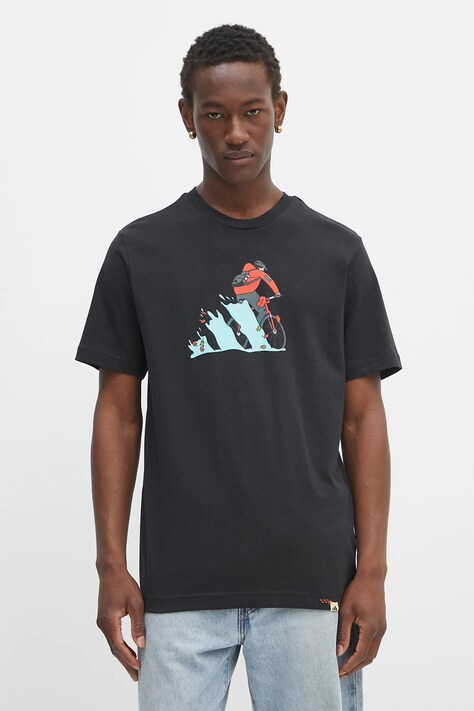 Bavlněné tričko adidas Doodle Hunt Bike Graphic T-Shirt pánské, černá barva, s potiskem, JM6495