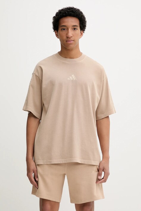 adidas t-shirt bawełniany All SZN męski kolor beżowy gładki JN0609