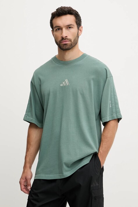 Bavlněné tričko adidas All SZN pánské, zelená barva, s aplikací, JN0610