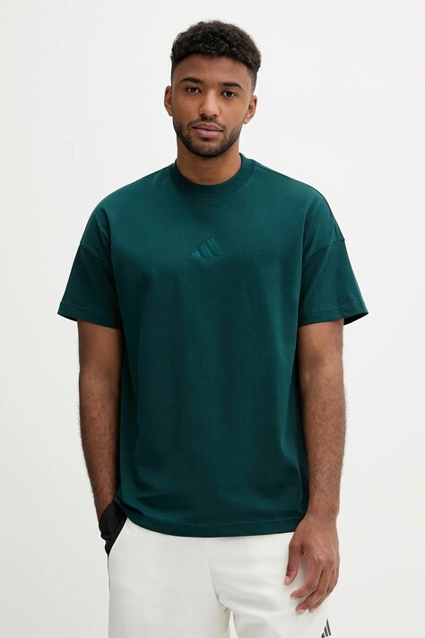 adidas t-shirt bawełniany All SZN męski kolor zielony gładki JX5079