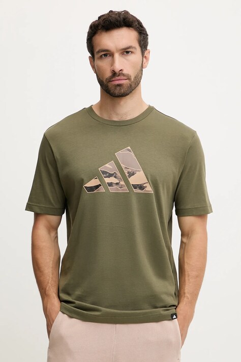 adidas t-shirt bawełniany Camo Logo męski kolor zielony z nadrukiem KA7131