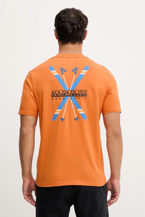 Napapijri t-shirt bawełniany S-Fiemme męski kolor pomarańczowy z nadrukiem NP0A88T5A681