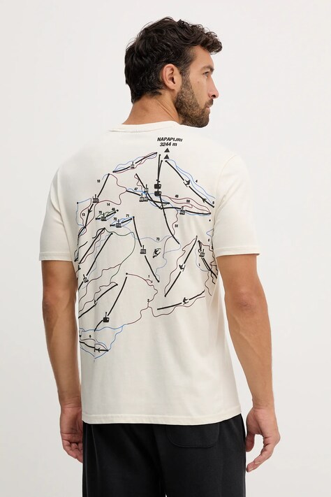 Napapijri t-shirt bawełniany S-Fiemme męski kolor beżowy z nadrukiem NP0A88T5FWA1