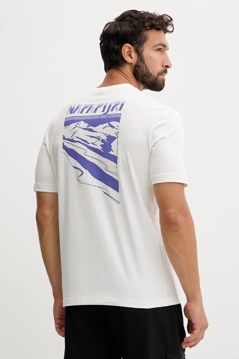 Napapijri t-shirt bawełniany S-Guide męski kolor beżowy z nadrukiem NP0A88V62061