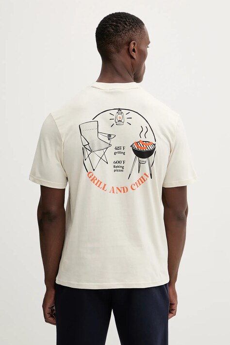 Napapijri t-shirt bawełniany S-Yukis męski kolor beżowy z nadrukiem NP0A8925N1J1