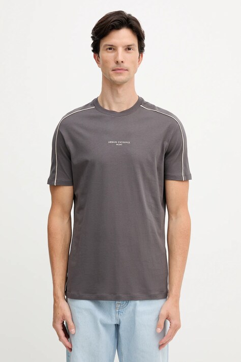 Armani Exchange t-shirt bawełniany męski kolor szary z nadrukiem XM001360 AF10358