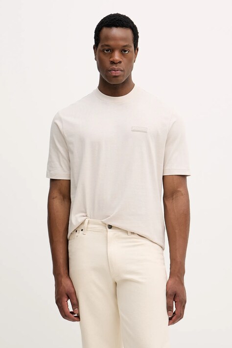 Armani Exchange t-shirt bawełniany męski kolor beżowy z aplikacją XM001426 AF10362