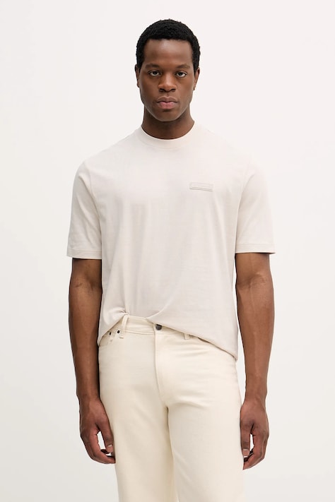 Armani Exchange t-shirt bawełniany męski kolor beżowy z aplikacją XM001426 AF10362