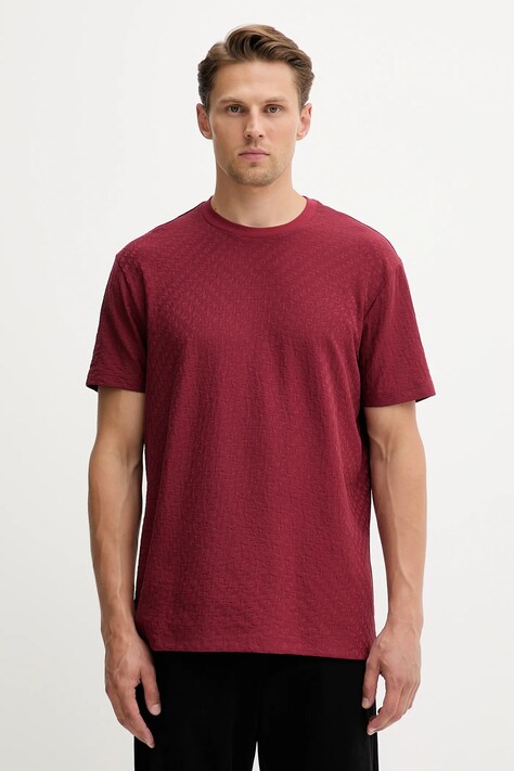 Armani Exchange t-shirt bawełniany męski kolor bordowy wzorzysty XM001431 AF10337