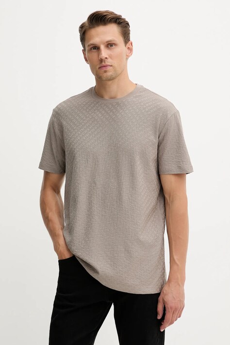 Armani Exchange t-shirt bawełniany męski kolor brązowy wzorzysty XM001431 AF10337