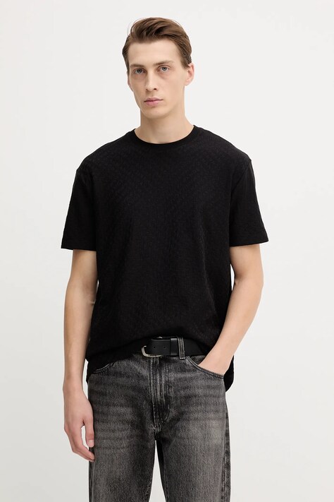 Armani Exchange t-shirt bawełniany męski kolor czarny wzorzysty XM001431 AF10337