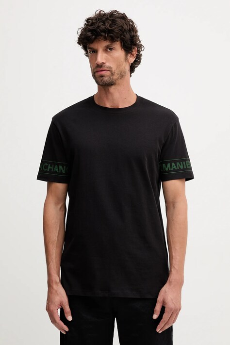 Бавовняна футболка Armani Exchange колір чорний з принтом XM001437 AF10356
