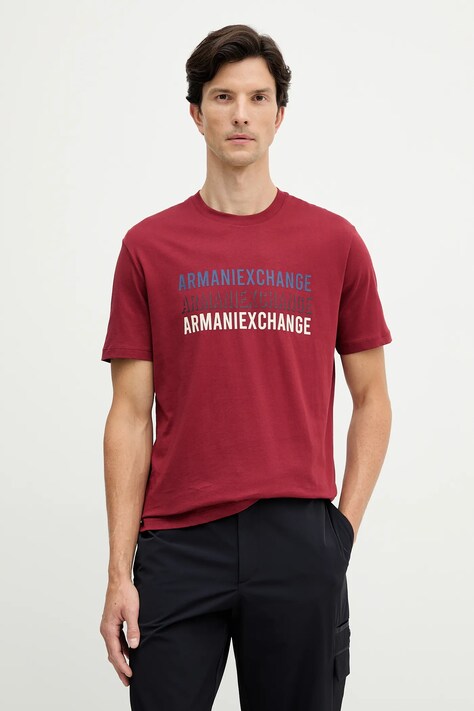 Armani Exchange t-shirt bordó, nyomott mintás, XM001444 AF10358