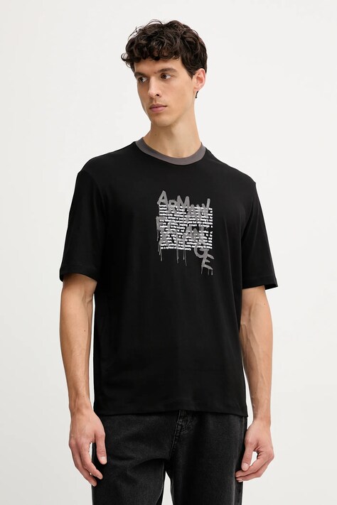 Armani Exchange t-shirt bawełniany męski kolor czarny z nadrukiem XM001450 AF10358