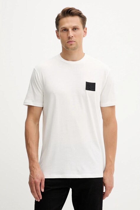 Armani Exchange t-shirt bawełniany męski kolor beżowy gładki XM001456 AF10358