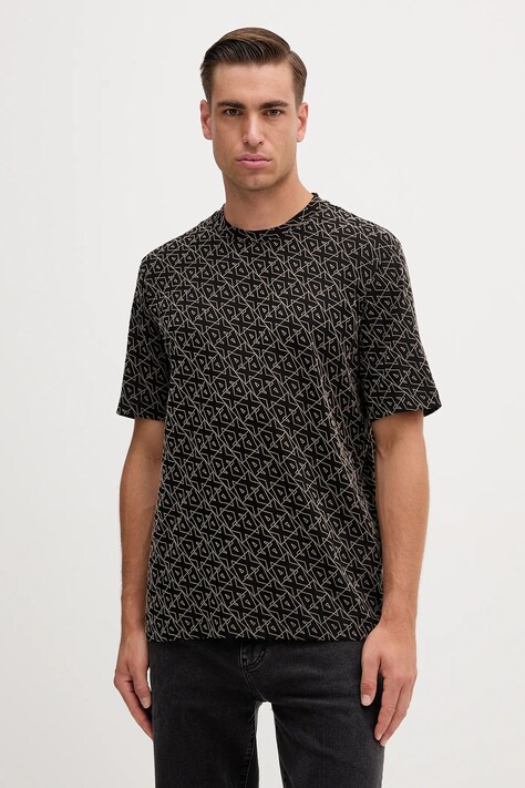 Armani Exchange t-shirt bawełniany męski kolor czarny wzorzysty XM001897 AF10356