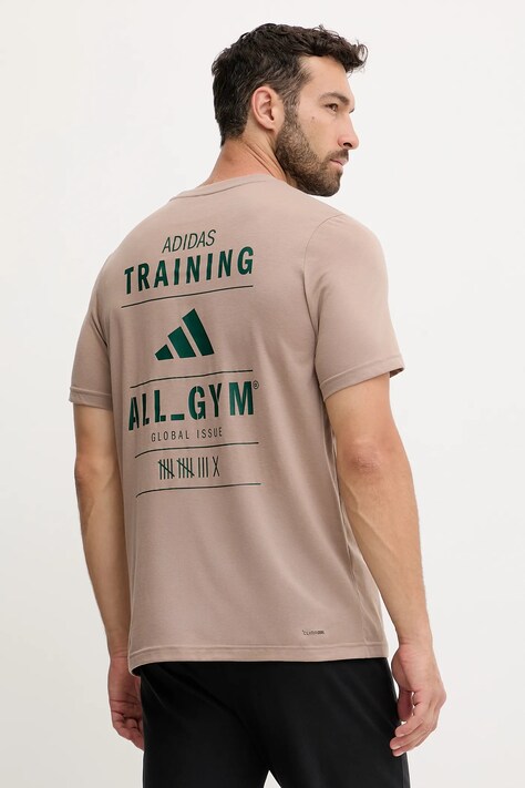 adidas Performance t-shirt treningowy Category Training Graphic męski kolor brązowy wzorzysty JM8977