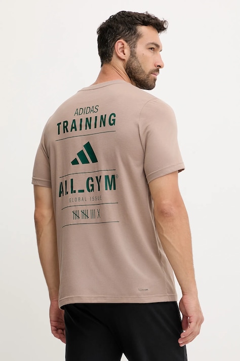 Tréningové tričko adidas Performance Category Training Graphic hnedá farba, vzorované, JM8977