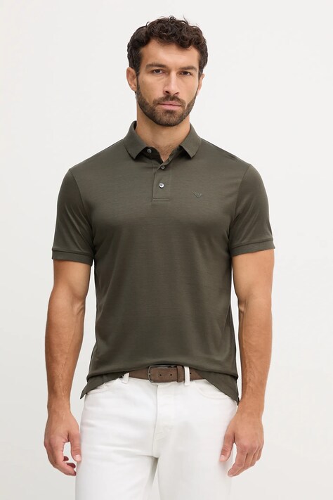 Emporio Armani polo męski kolor czarny gładki 8N1F96 1JUVZ