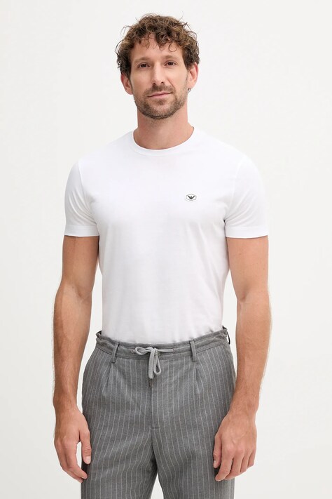 Emporio Armani t-shirt bawełniany męski kolor biały gładki 8N1TQ6 1JRGZ