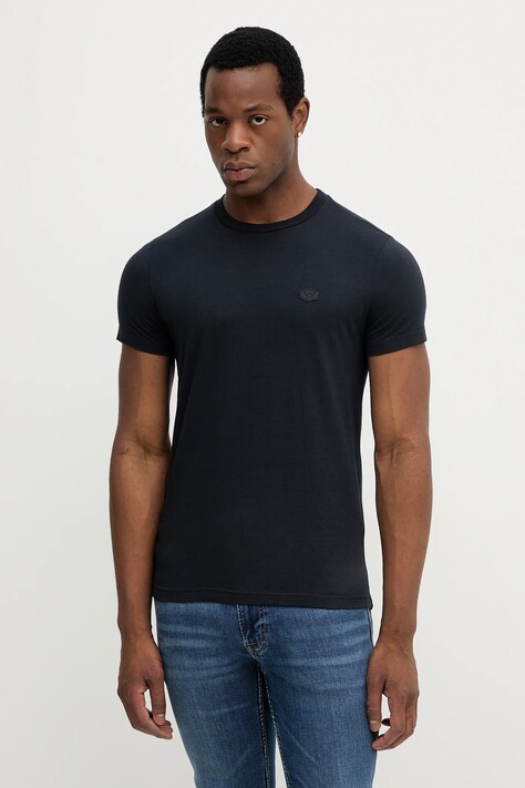 Emporio Armani t-shirt bawełniany męski kolor granatowy gładki 8N1TQ6 1JRGZ