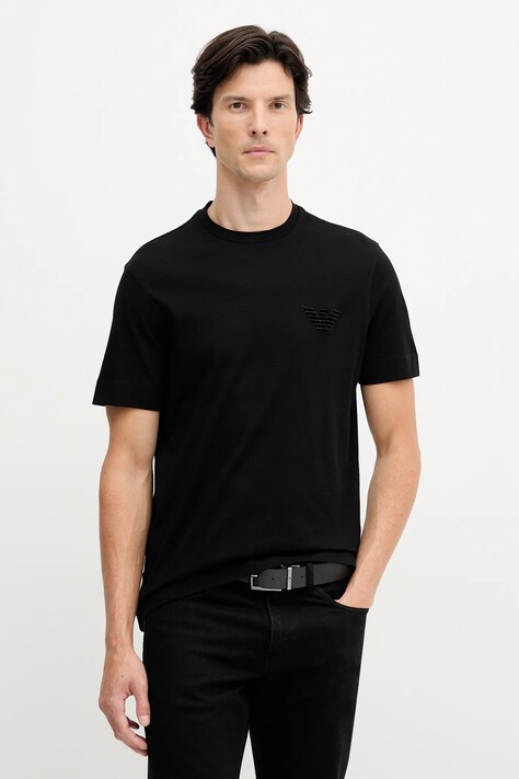 Emporio Armani t-shirt bawełniany męski kolor czarny gładki EM002832 AF12955