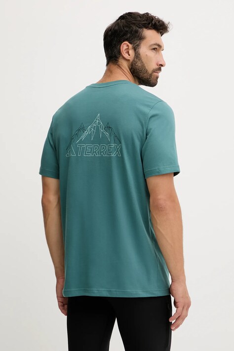 adidas TERREX tricou sport culoarea verde, cu imprimeu, JW3560