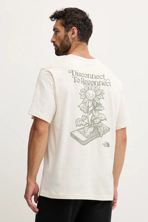 Βαμβακερό μπλουζάκι The North Face Connect Relaxed ανδρικό, χρώμα: μπεζ, NF0A8E3YQLI1