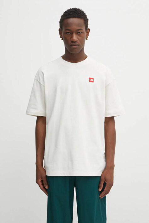 The North Face t-shirt bawełniany Redbox męski kolor beżowy gładki NF0A8EG5QLI1