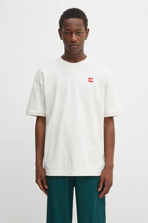 The North Face t-shirt bawełniany Redbox męski kolor beżowy gładki NF0A8EG5QLI1