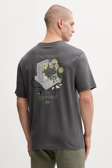The North Face t-shirt bawełniany Connected Relaxed męski kolor szary z nadrukiem NF0A8EGWRHI1